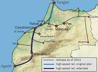 train travel morocco map